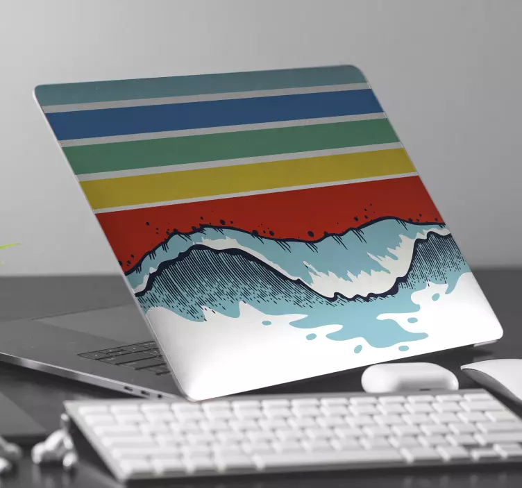 Vibrant wave motif nalepka za prenosnik - TenStickers