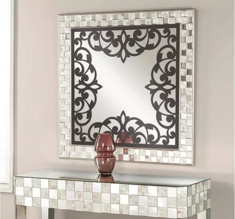 Vintage cvetni okvir nalepka za steno - TenStickers