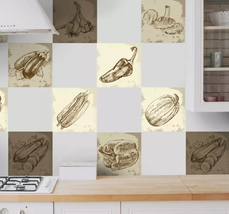Vintage hrane ilustracije kuhinjska nalepka - TenStickers