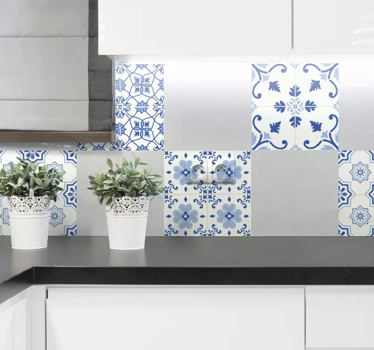 Vintage modra ploščica nalepka - TenStickers