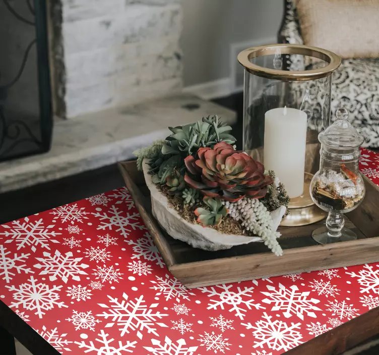 Vzorec rdeče snežinke nalepka dogodka - TenStickers