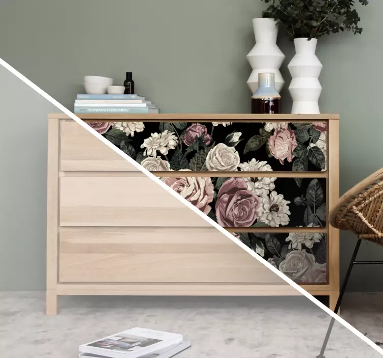 Vzorec pohištvene nalepke velikih vrtnic - TenStickers