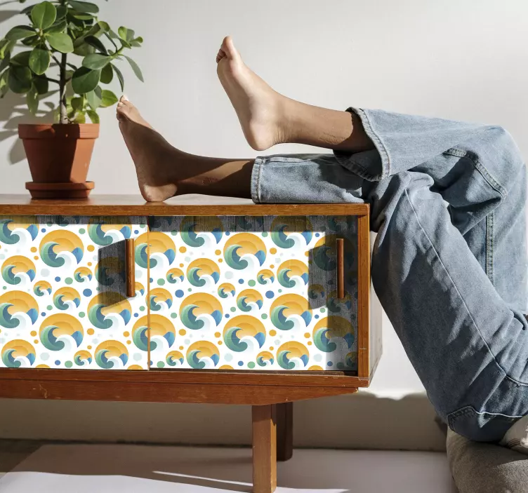 Waves and dots nalepka za ploščice - TenStickers