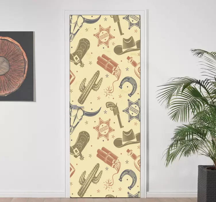 Western themed elements nalepka za vrata - TenStickers