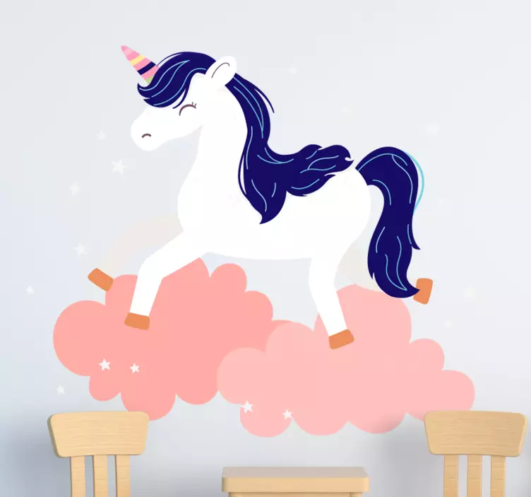 Whimsical unicorn clouds nalepka za otroke - TenStickers