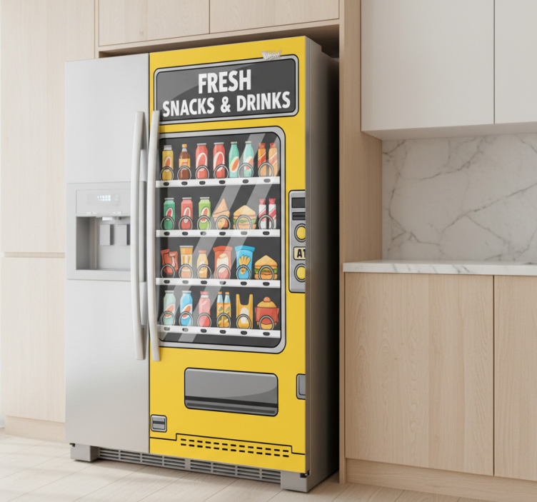 Yellow vending machine nalepka za hladilnik - TenStickers