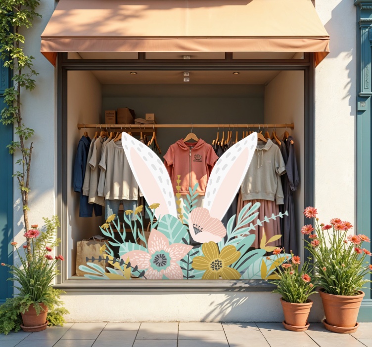 Zajčja ušesa in rastline nalepka za izložbe - TenStickers