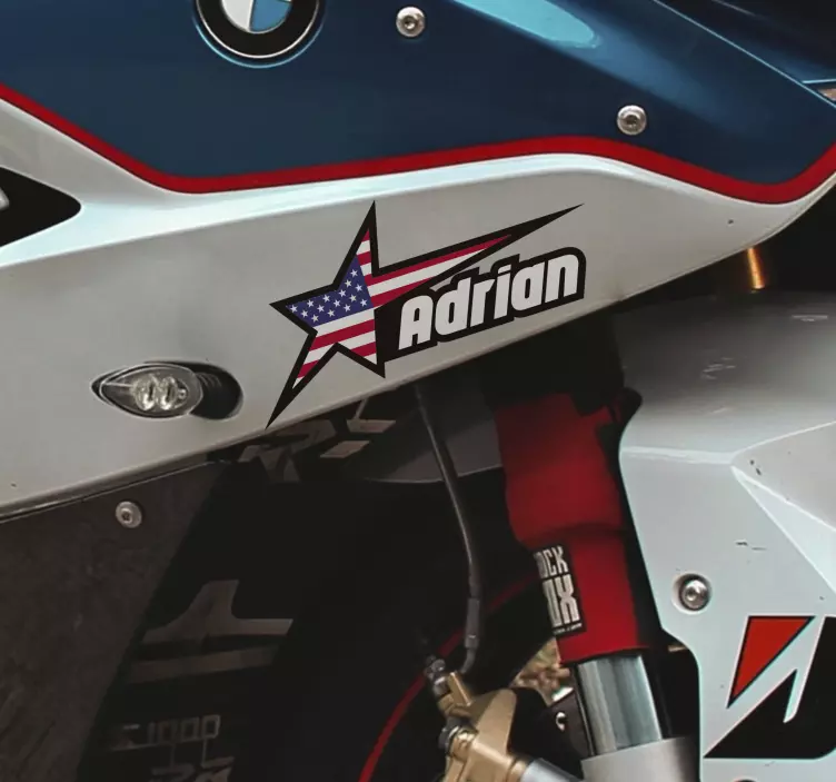 Zastava združenih držav z zvezdico in imenom po meri - TenStickers