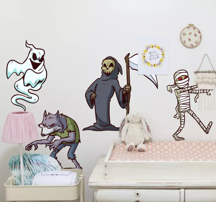 Zbirka strašljivih likov nalepka noč čarovnic - TenStickers