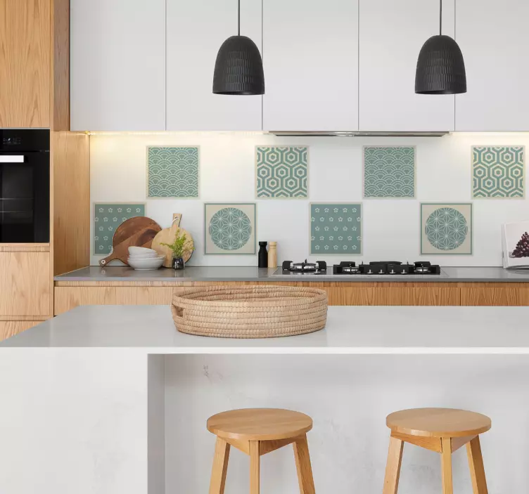 Zeleni japandi nalepka za ploščice - TenStickers