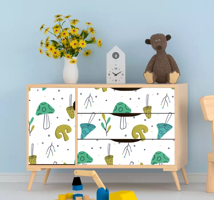 živahen motiv gob Nalepka za pohištvo - TenStickers