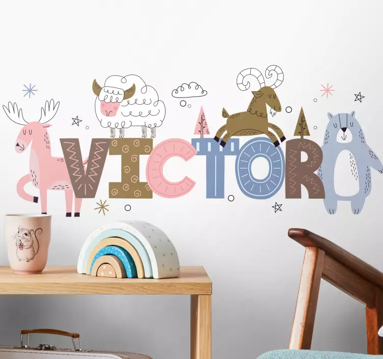 živali z imenom nalepka za otroke - TenStickers