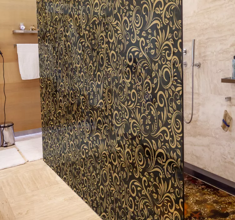 Zlati lističi nad grafitno nalepko za prho - TenStickers