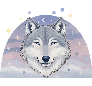 Volčja zvezdna noč nalepka živali - TenStickers