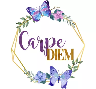 Carpe diem s cvetjem besedila nalepko - TenStickers