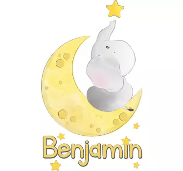 Luna in zvezde z imenom prilagodljiva nalepka - TenStickers
