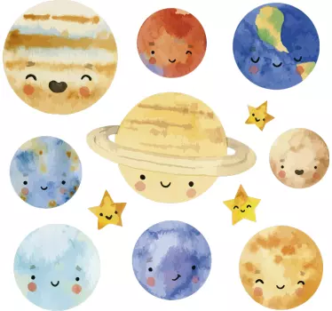 Otroški planeti sončni sistem vesoljska stena nalepka - TenStickers