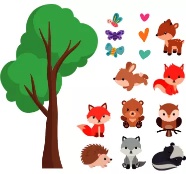 Nalepka živahnih gozdnih živali divjih živali - TenStickers