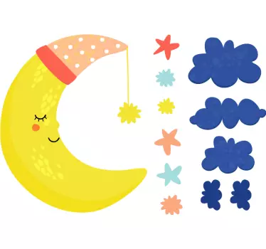 Luna in zvezde ilustracija stenska umetnost - TenStickers