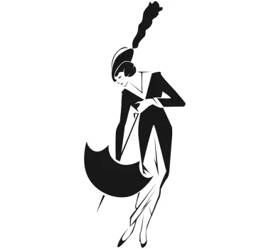 Elegantna ženska z nalepko za dežnik - TenStickers