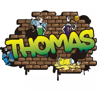 Grafiti ime opeka tapeta urban decal - TenStickers