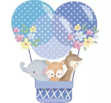 Nalepka ilustracija akvarel živali z balonom - TenStickers