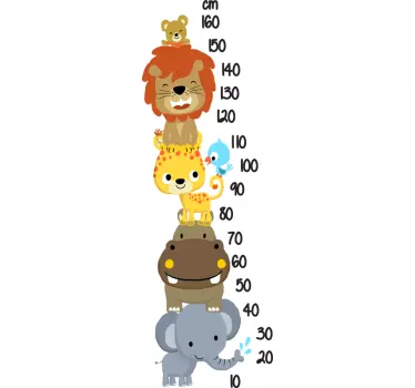 Meter z živalmi, zloženimi z višino nalepke na tabeli - TenStickers