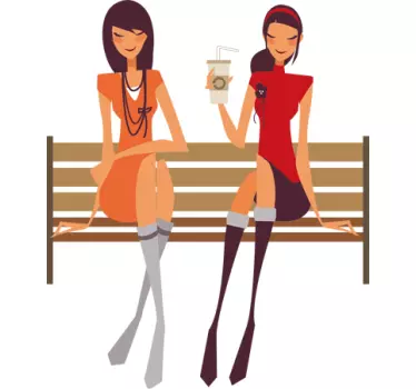 Stylish women sitting nalepka z živalmi - TenStickers