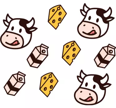 Risbe stenske nalepke hrane za krave mleka in sira - TenStickers