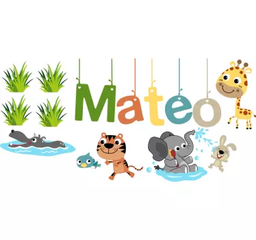 Nalepka stene besedila živali iz džungle, ki jo je mogoče prilago - TenStickers