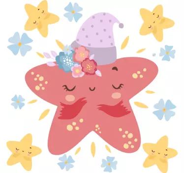 Nasmeh-rdeče-zvezde ilustracija stenska umetnost nalepka - TenStickers