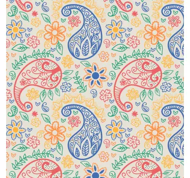 Barvit ovoj za hladilnik paisley - TenStickers