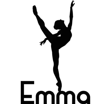 Plesna nalepka balerina z imenom silhueta - TenStickers
