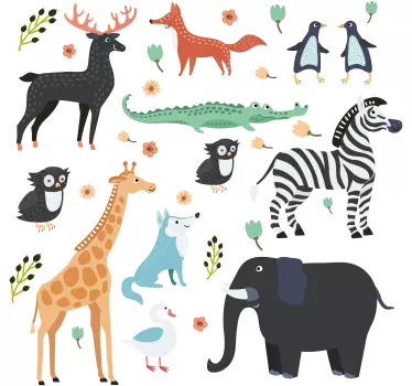 Džungla živali risanka na steno - TenStickers