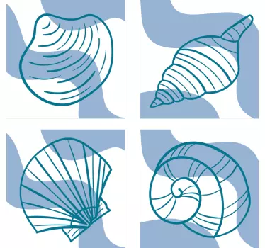 školjke vzorci ploščice za prenos ploščic - TenStickers