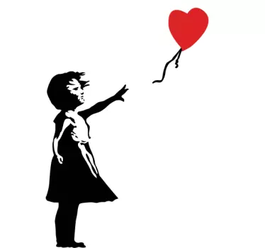 Dekle z rdečim srcem balon silhueta decal - TenStickers