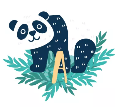 Srečna panda z začetno nalepko za steno za dojenčke - TenStickers