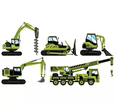 Zelena nalepka za igrače za traktor in buldožerje - TenStickers