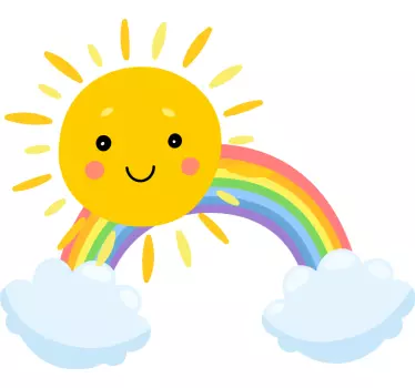 Risanka sonce in mavrica za steno Stenska nalepka - TenStickers