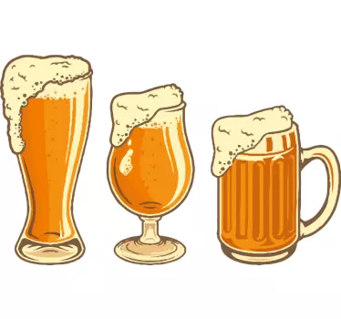 Pivo kozarci različnih velikosti pijte stenske nalepke - TenStickers