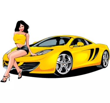 Rumena speedster in pin up girl nalepka - TenStickers
