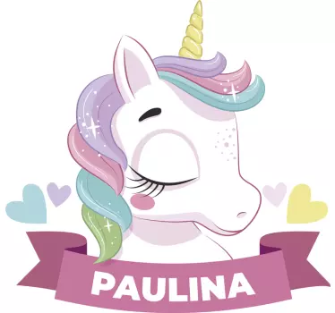 Nalepka po meri lepo mavrični lasje samorog - TenStickers
