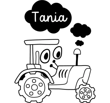 Traktor z očmi in nalepko z imenom barve - TenStickers