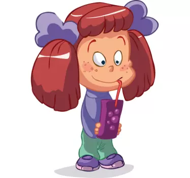 Nalepka za deklico, ki pije sok - TenStickers