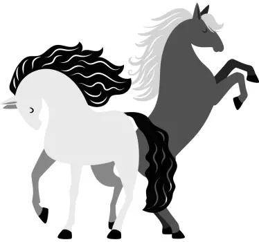 Nalepka za tapeta črno-beli konji - TenStickers