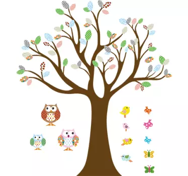 Gozdno drevo s pticami otroka nalepko - TenStickers