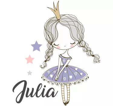 Princesa z dvema pletenicama nalepka po meri - TenStickers