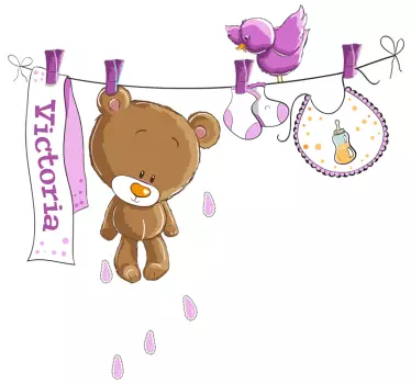 Roza otroci mokre medved stene nalepke - TenStickers
