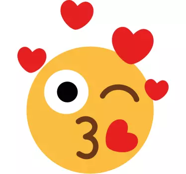 čustveni simbol, ki pošilja poljube v srca nalepke za tapeta - TenStickers
