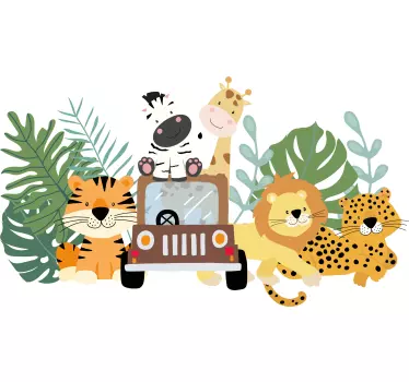 Set safari živali s stensko nalepko zebra lev in žirafa - TenStickers
